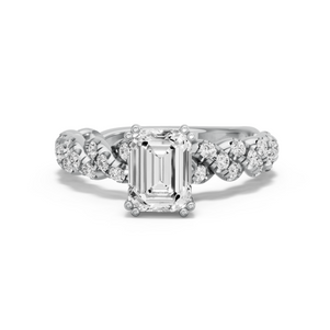 Image for Emerald Vintage Basket Ring with Twist Pave band