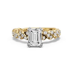 Image for Emerald Vintage Basket Ring with Twist Pave band