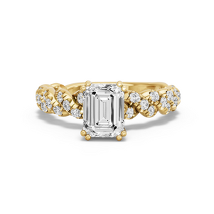 Image for Emerald Vintage Basket Ring with Twist Pave band