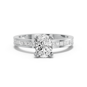 Image for Cushion Vintage Basket Ring with Channel band in 950 Platinum