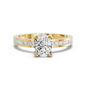 Image for Cushion Vintage Basket Ring with Channel band in 18K Yellow Gold