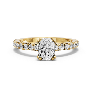 Image for Cushion Vintage Basket Ring with French Pave band in 10K Yellow Gold