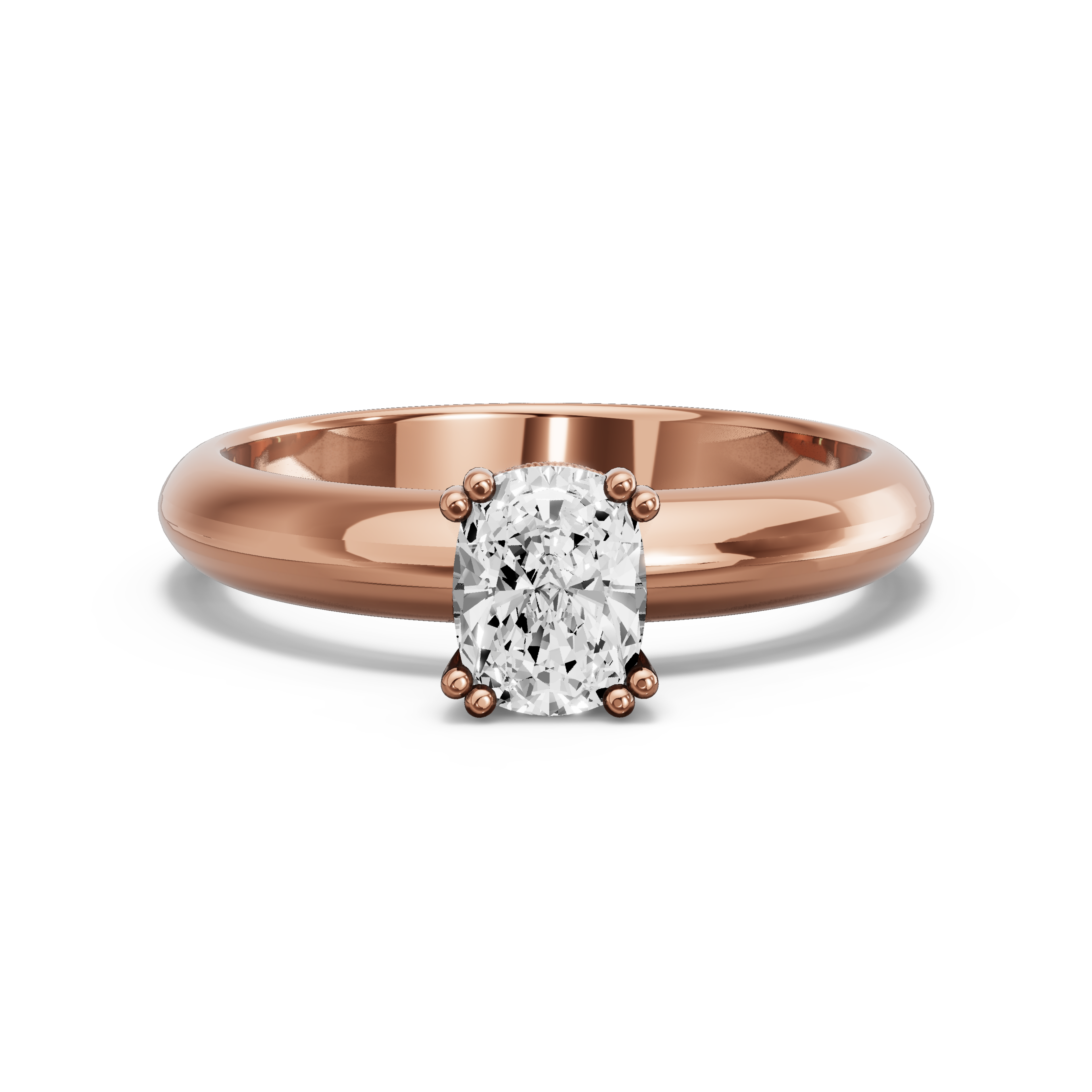 Image for Cushion Vintage Basket Ring with Knife Edge Solitaire band in 14K Rose Gold