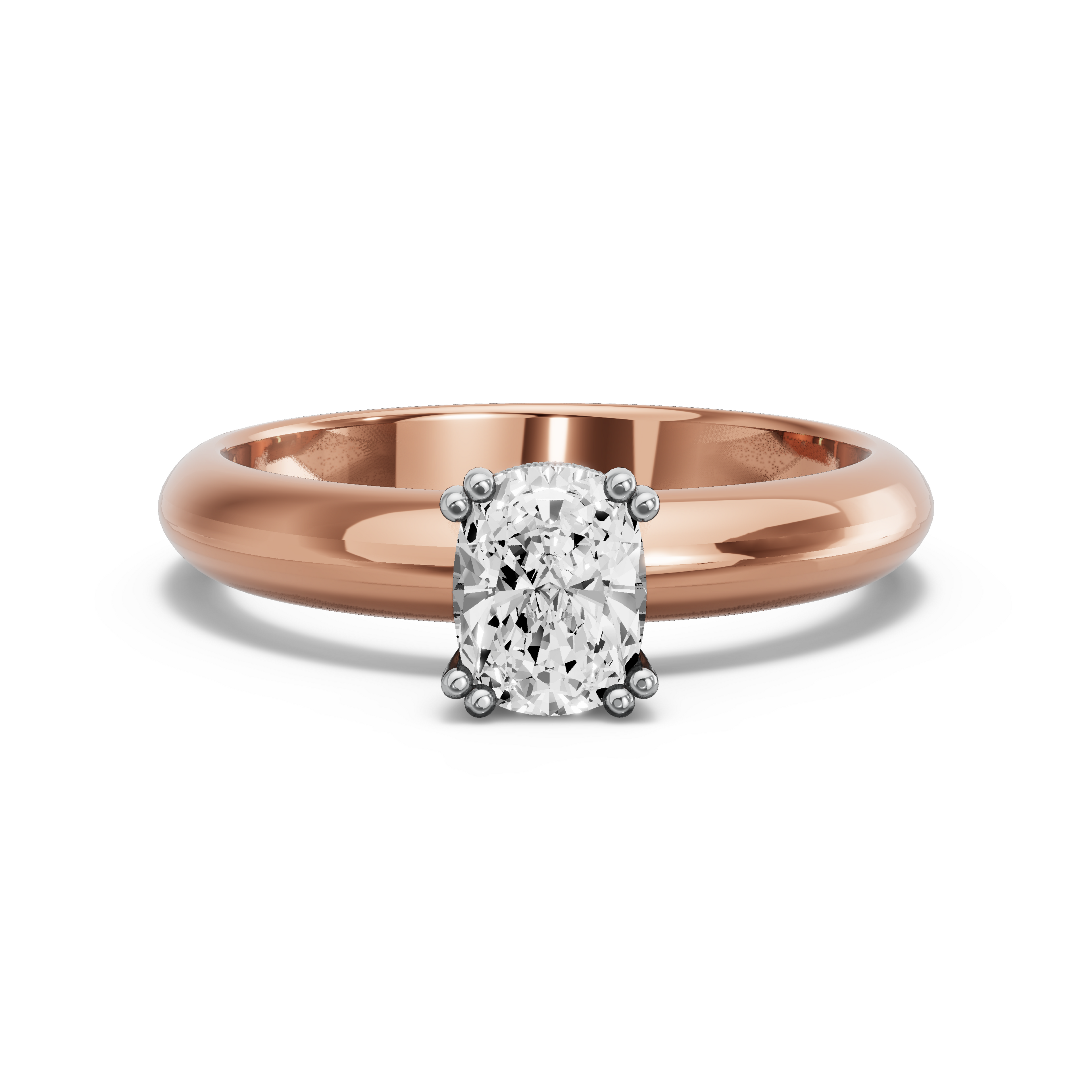 Image for Cushion Vintage Basket Ring with Knife Edge Solitaire band in 14K Two Tone Rose Gold