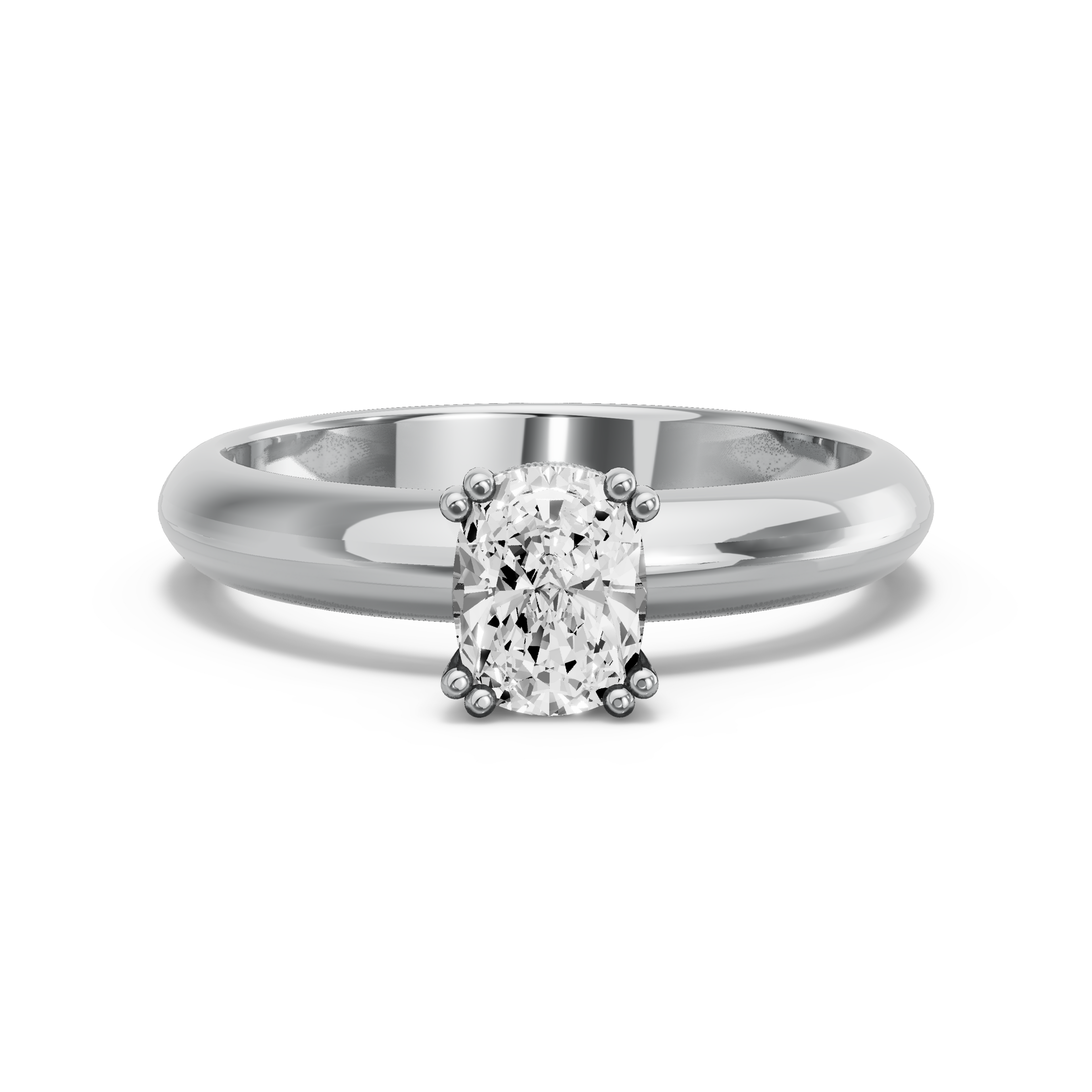 Image for Cushion Vintage Basket Ring with Knife Edge Solitaire band in 18K White Gold