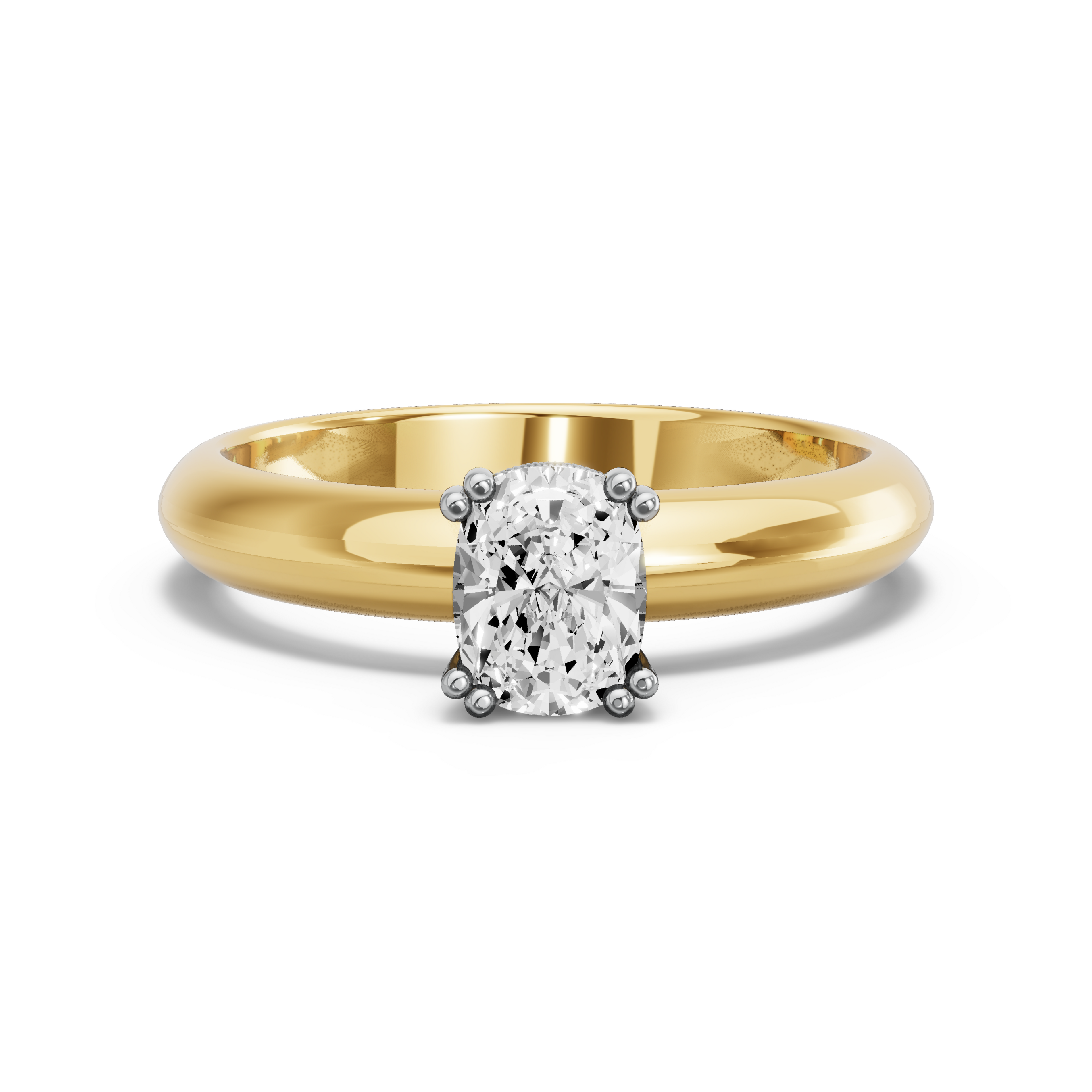 Image for Cushion Vintage Basket Ring with Knife Edge Solitaire band in 14K Two Tone Yellow Gold