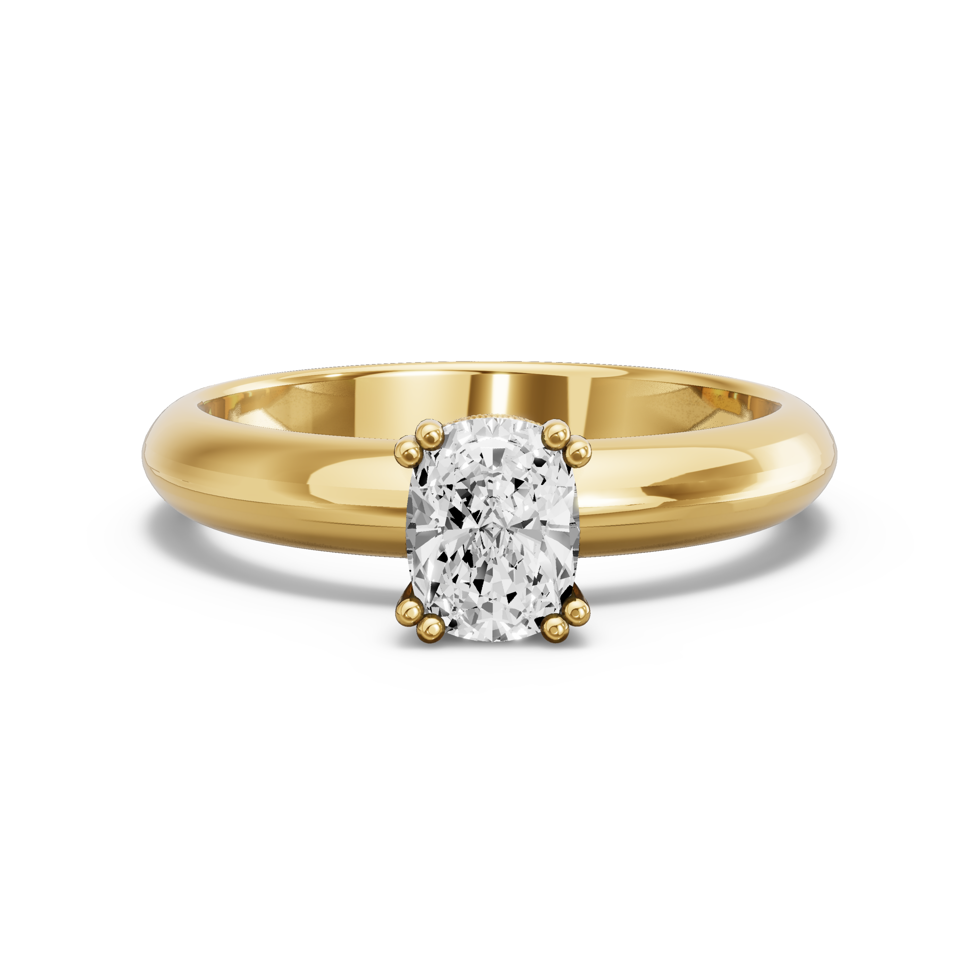 Image for Cushion Vintage Basket Ring with Knife Edge Solitaire band in 18K Yellow Gold