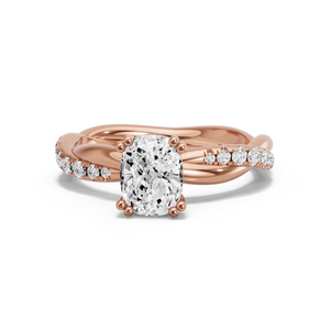 Image for Cushion Vintage Basket Ring with Rope Pave band in 18K Rose Gold