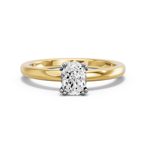 Image for Cushion Vintage Basket Ring with Solitaire band in 10K Two Tone Yellow Gold