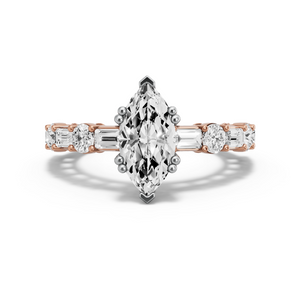 Image for Marquise Vintage Basket Ring with Alternating Baguette band