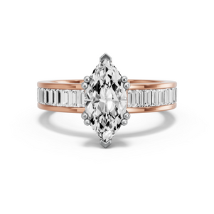 Image for Marquise Vintage Basket Ring with Baguette Channel band