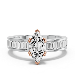 Image for Marquise Vintage Basket Ring with Baguette Channel band