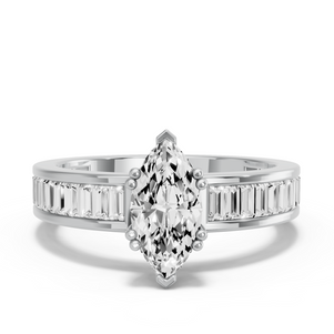 Image for Marquise Vintage Basket Ring with Baguette Channel band