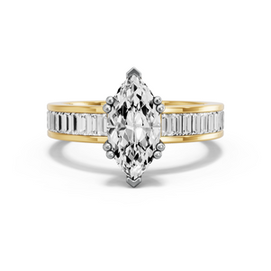 Image for Marquise Vintage Basket Ring with Baguette Channel band
