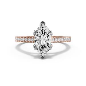 Image for Marquise Vintage Basket Ring with Cathedral Pave band