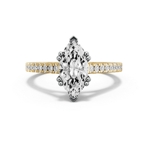 Image for Marquise Vintage Basket Ring with Cathedral Pave band