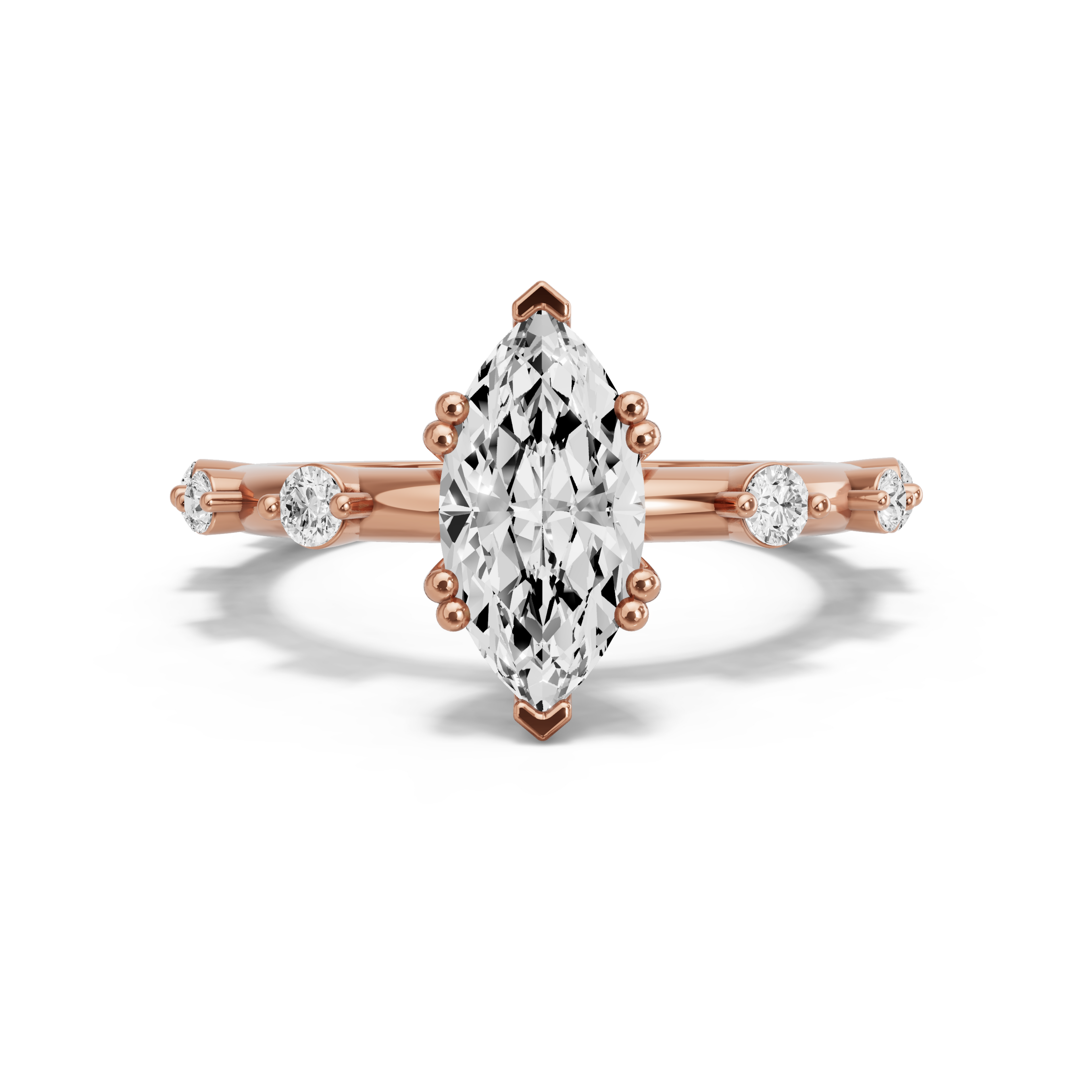 Image for Marquise Vintage Basket Ring with Floating Station band in 18K Rose Gold