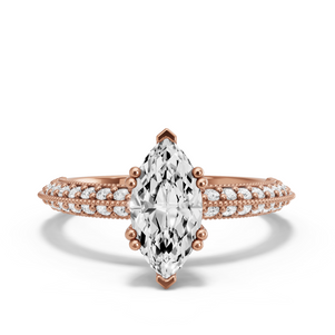 Image for Marquise Vintage Basket Ring with Knife Edge Pave band