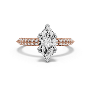 Image for Marquise Vintage Basket Ring with Knife Edge Pave band