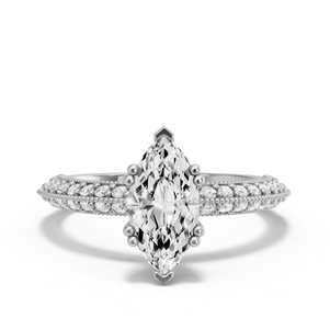 Image for Marquise Vintage Basket Ring with Knife Edge Pave band