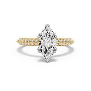 Image for Marquise Vintage Basket Ring with Knife Edge Pave band
