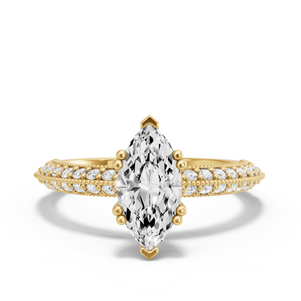 Image for Marquise Vintage Basket Ring with Knife Edge Pave band