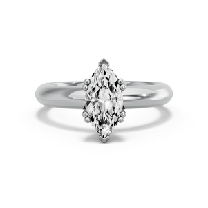 Image for Marquise Vintage Basket Ring with Knife Edge Solitaire band in 14K White Gold