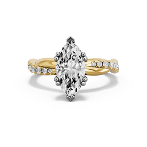 Image for Marquise Vintage Basket Ring with Rope Pave band