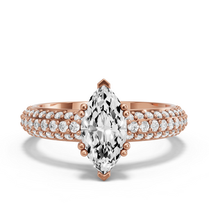 Image for Marquise Vintage Basket Ring with Triple Row Pave band