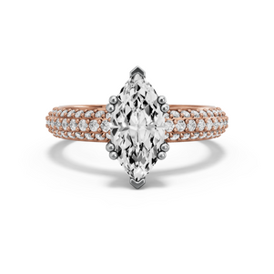 Image for Marquise Vintage Basket Ring with Triple Row Pave band