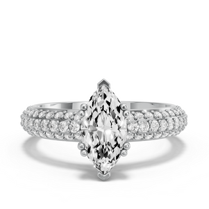 Image for Marquise Vintage Basket Ring with Triple Row Pave band