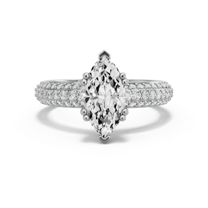 Image for Marquise Vintage Basket Ring with Triple Row Pave band in 950 Platinum
