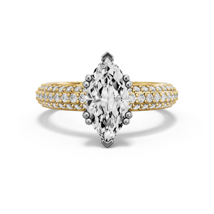 Image for Marquise Vintage Basket Ring with Triple Row Pave band