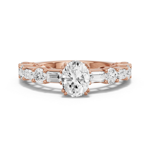 Image for Oval Vintage Basket Ring with Alternating Baguette band