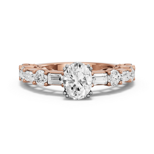 Image for Oval Vintage Basket Ring with Alternating Baguette band