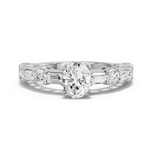 Image for Oval Vintage Basket Ring with Alternating Baguette band