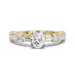 Image for Oval Vintage Basket Ring with Alternating Baguette band