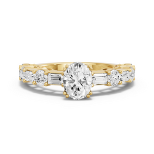 Image for Oval Vintage Basket Ring with Alternating Baguette band