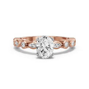 Image for Oval Vintage Basket Ring with Alternating Marquise band