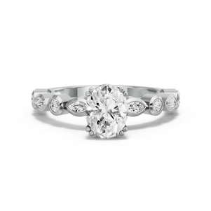 Image for Oval Vintage Basket Ring with Alternating Marquise band