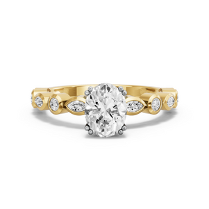 Image for Oval Vintage Basket Ring with Alternating Marquise band