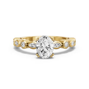 Image for Oval Vintage Basket Ring with Alternating Marquise band