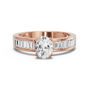 Image for Oval Vintage Basket Ring with Baguette Channel band