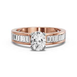 Image for Oval Vintage Basket Ring with Baguette Channel band