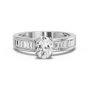 Image for Oval Vintage Basket Ring with Baguette Channel band