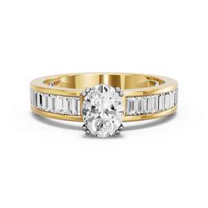 Image for Oval Vintage Basket Ring with Baguette Channel band