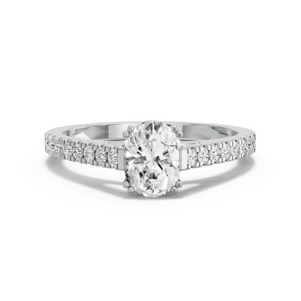 Image for Oval Vintage Basket Ring with Cathedral Pave band