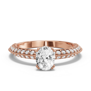 Image for Oval Vintage Basket Ring with Knife Edge Pave band