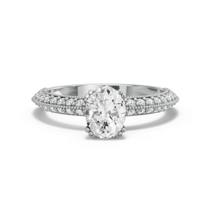 Image for Oval Vintage Basket Ring with Knife Edge Pave band