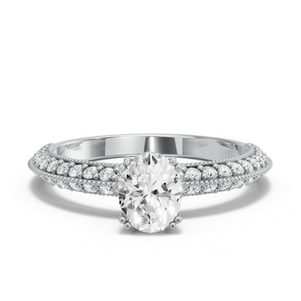 Image for Oval Vintage Basket Ring with Knife Edge Pave band